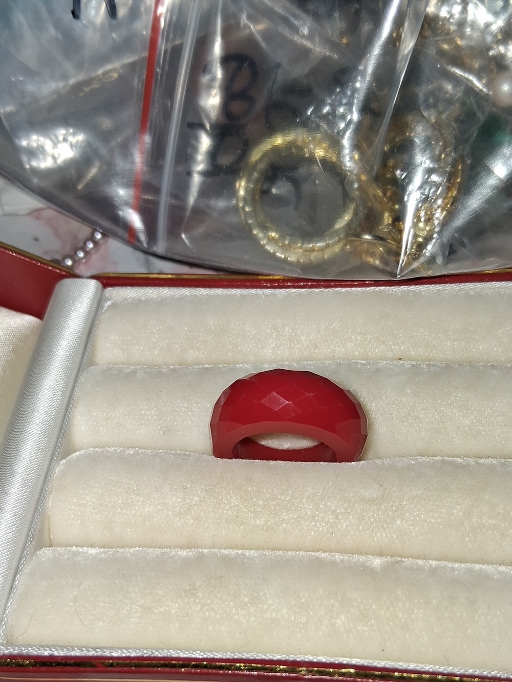 Source Unknown Red Faceted Resin Statement Ring - Women Jewelry